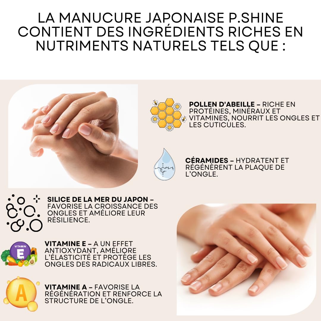 P.SHINE Kit de manucure japonaise pour la régénération et le renforcement de la plaque ongle, traitement de réparation, kit d'ongles sains de qualité supérieure