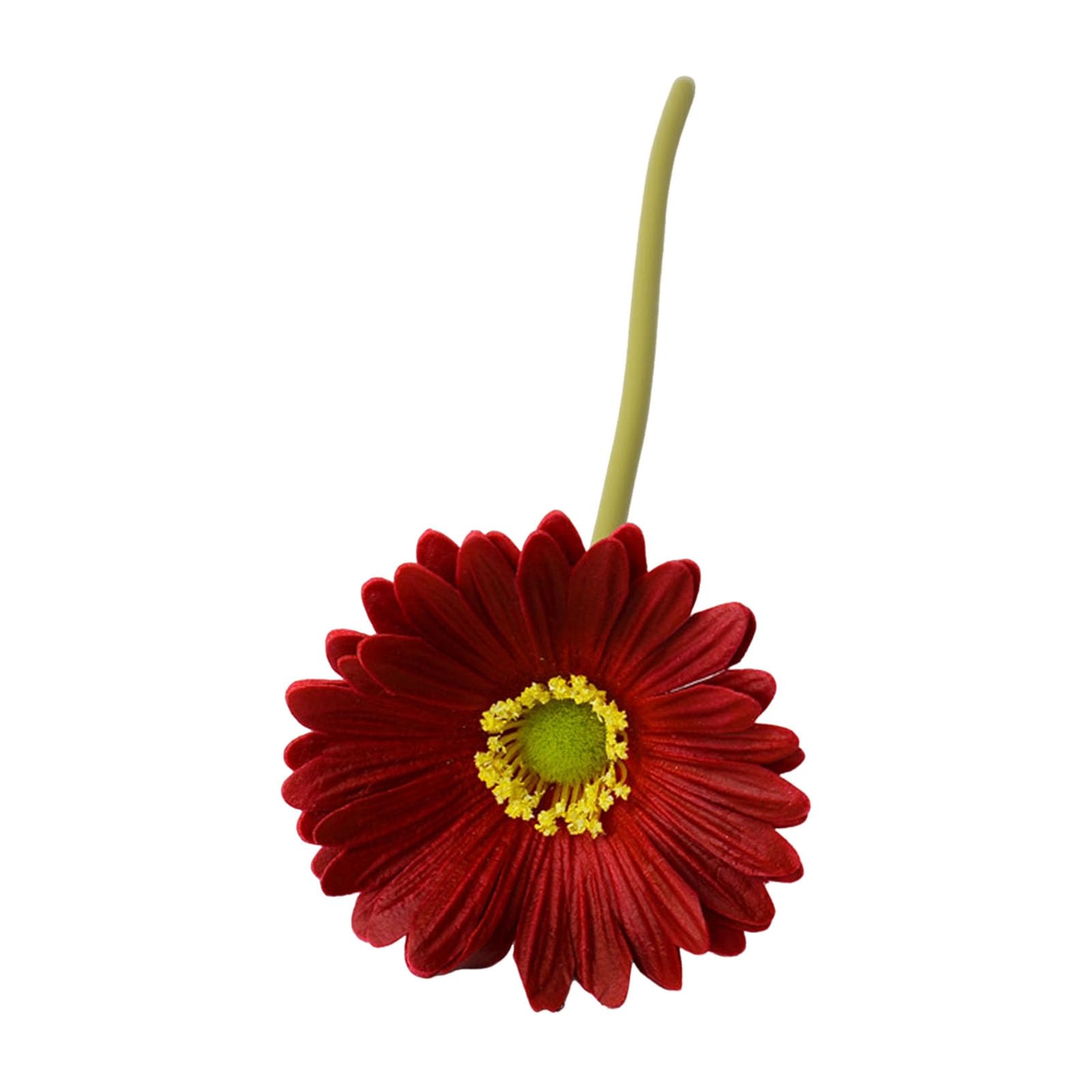 fxwtich Artificial Gerbera Flowers Photography Prop Jamesonii with Stem Realistic Fake Silk Flower for Home Office Table Centerpiece Faux Branch Floral Wine Red