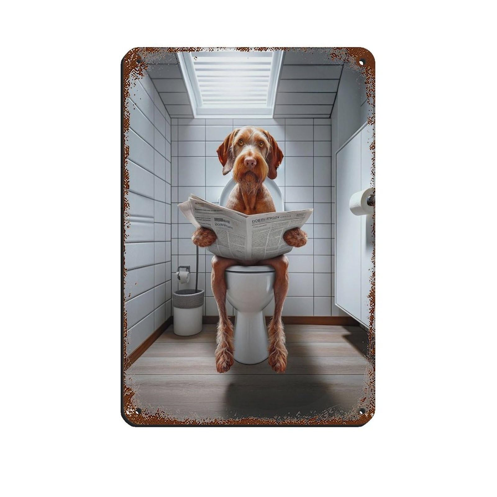 Lxwnze 20L X 30W Cm Wirehaired Vizsla, Funny Bathroom Decor Tin Sign Vintage Metal Pub Club Cafe Bar Home Wall Art Decoration Poster Retro 8X12inch(20X30cm)