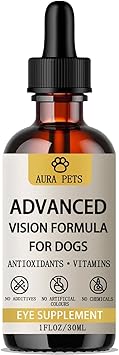 Aura Pets Advanced Vision Formula for Dogs - Eye Health Support with Lutein, Zeaxanthin & Astaxanthin - Helps Maintain Clear Vision & Comfort - 30ml Liquid Supplement