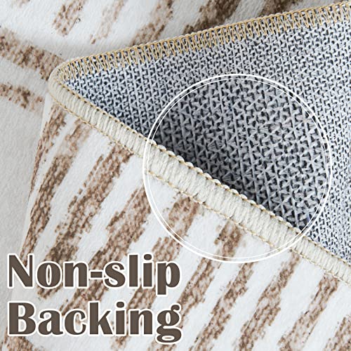 TOPICK Runner Rug 60x210cm Hallway Runner Soft Washable Taupe Rug Short Pile Geometric Print Carpet Non Slip Lightweight Carpet for Kitchen Bathroom Living Room Bedroom - Image 4