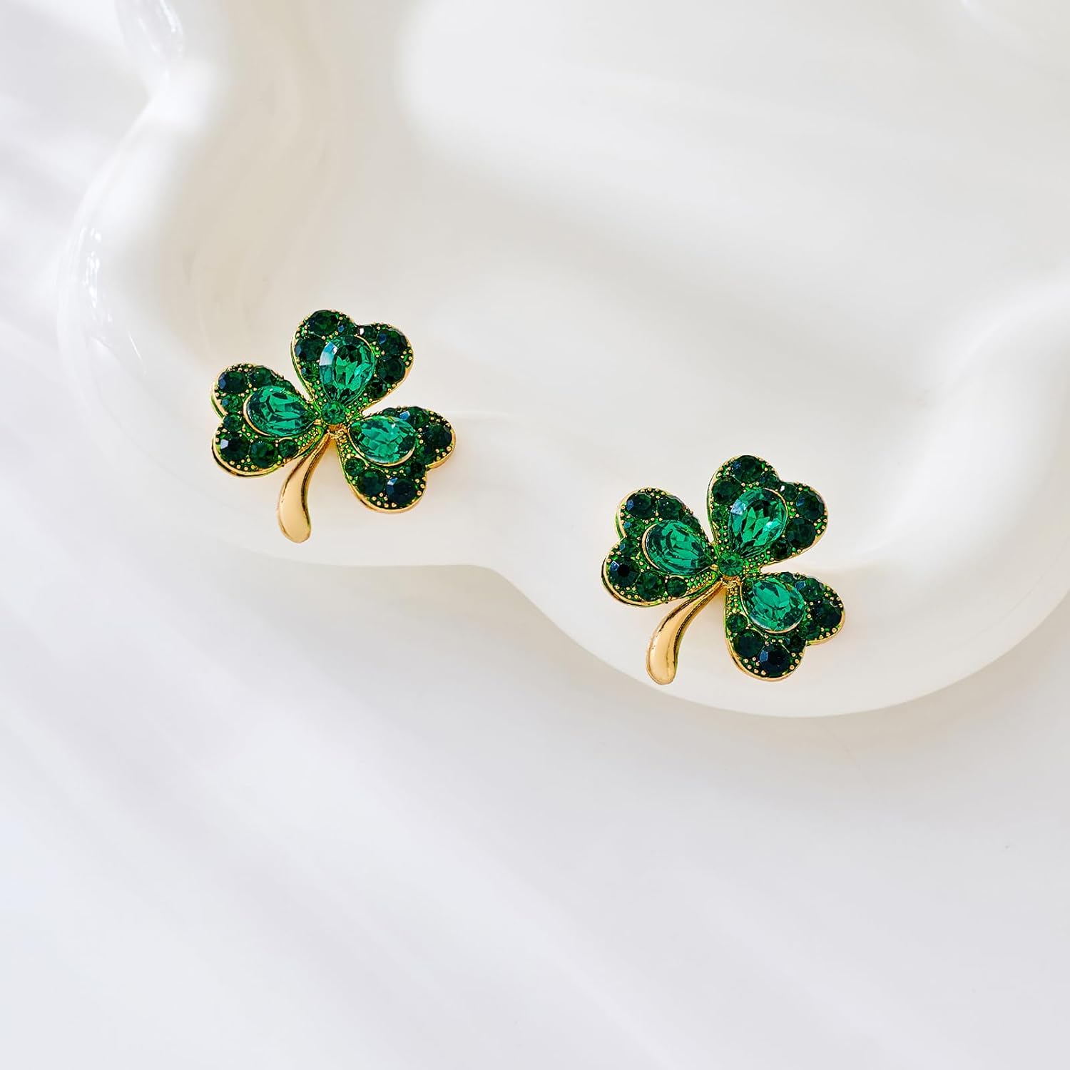 MUYAN St Patricks Day Shamrock Earrings for Women, Green Clover Horseshoe Stud Earrings for Irish Festival Jewelry - Image 3