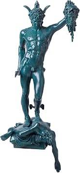 Perseus & The Head of Medusa Bronze Sculpture, Classic Greek Mythology Artwork, Handcrafted Bronze Statue by Benvenuto Cellini, Perfect for Home Decor and Gifts 39.4" Blue