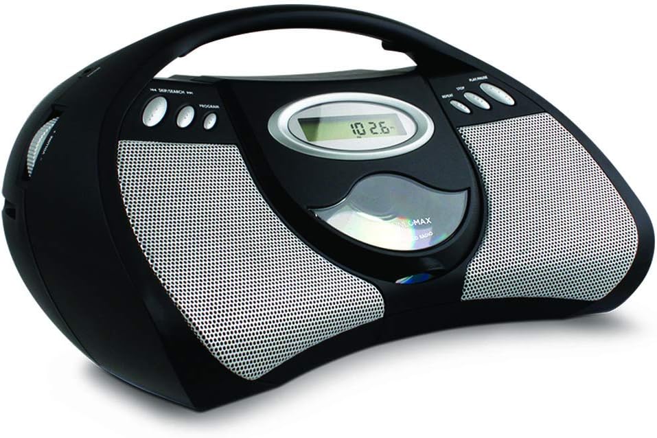 HANNLOMAX HX-302CD Portable CD Boombox, AM/FM Radio, Digital Radio Frequency Display, Aux-in, LCD Display, AC/DC Power Source
