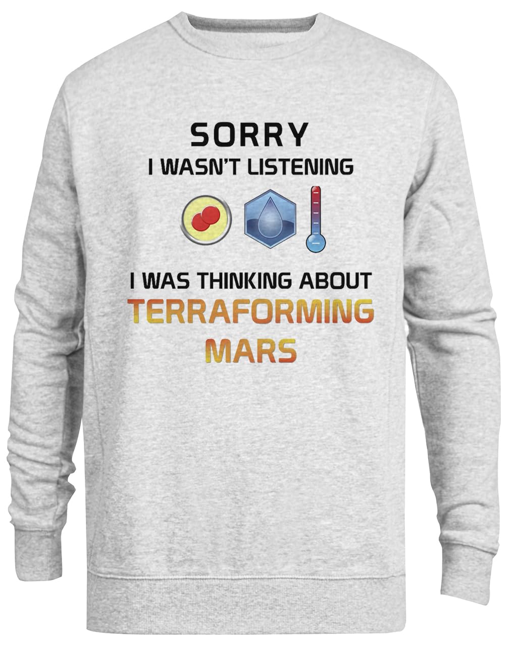 Focused Terraforming Mars Player Szary Sweter Z Okrągłym Dekoltem Unisex