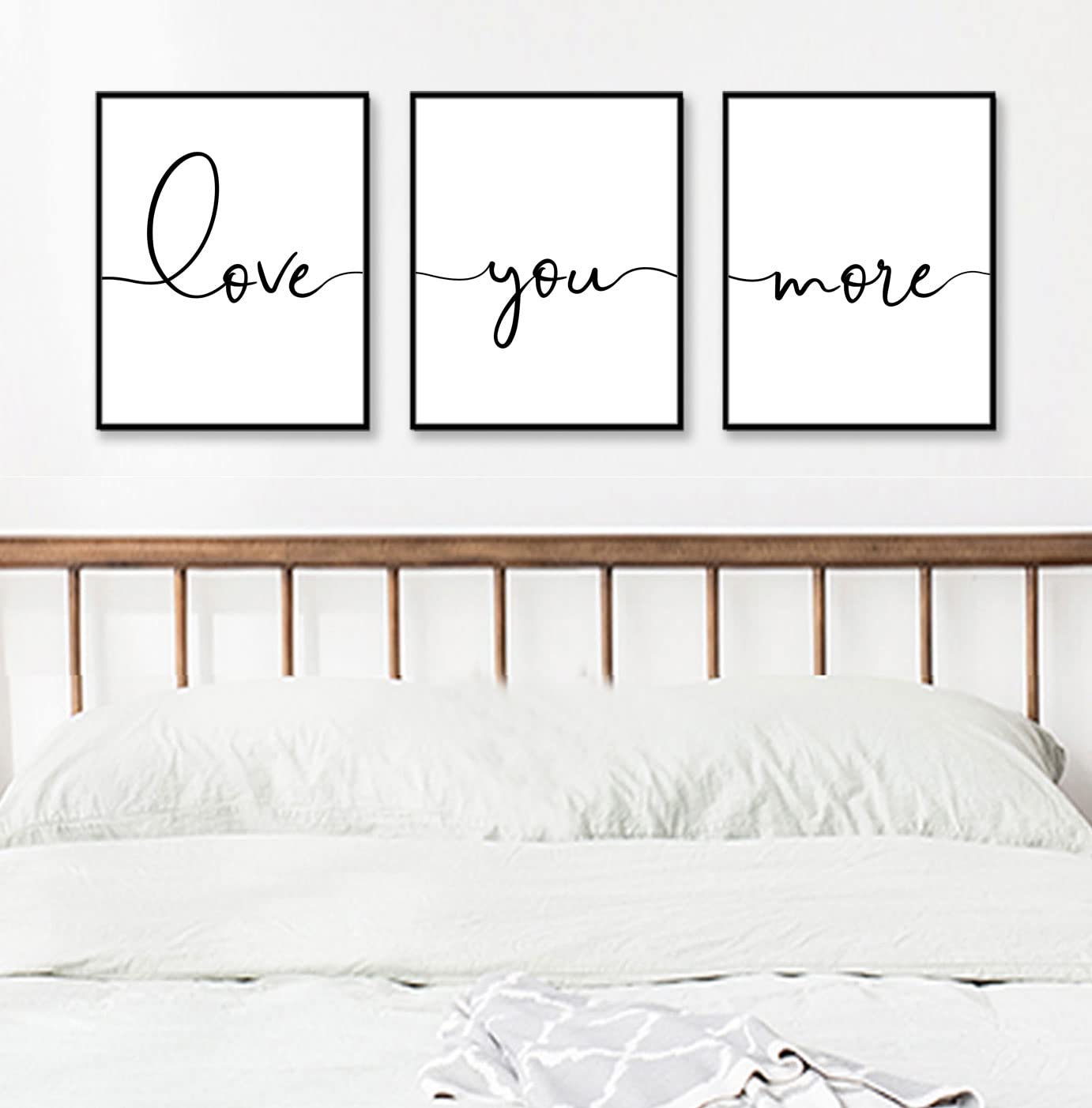 Love You More Wall Art, Bedroom Wall Decor, Set of 3 Prints, Master Bedroom Sign, Love You More Sign, Anniversary Gift, Master Bedroom Wall Decor, Gift for Her, 11x14inch, Unframed