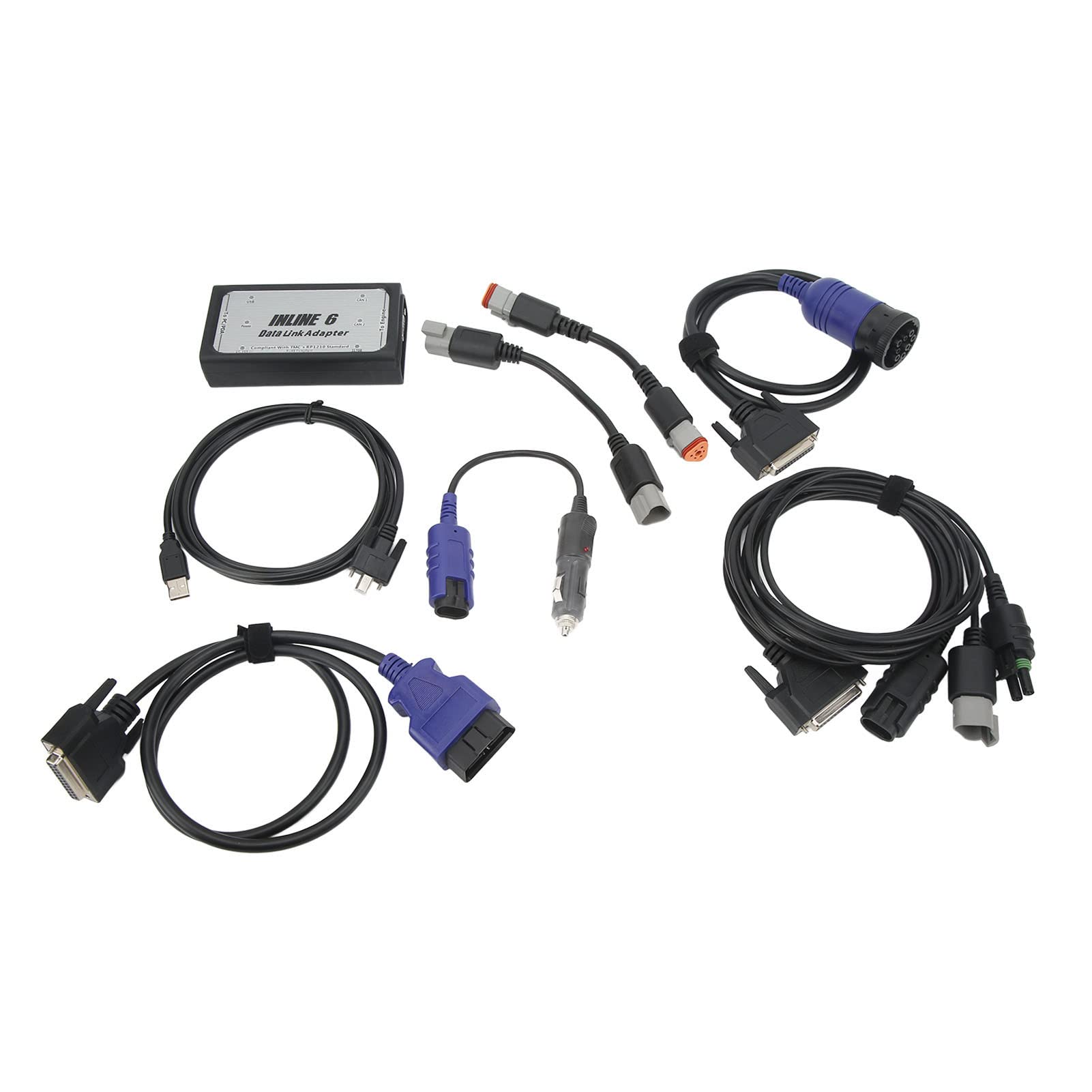 Kit Adattatore Collegamento Dati Inline 6, Porta USB per Scanner per Camion per Impieghi Gravosi Porta Seriale PC RS 232 SAE J1708 J1587 per Veicolo (con scatola portaoggetti)