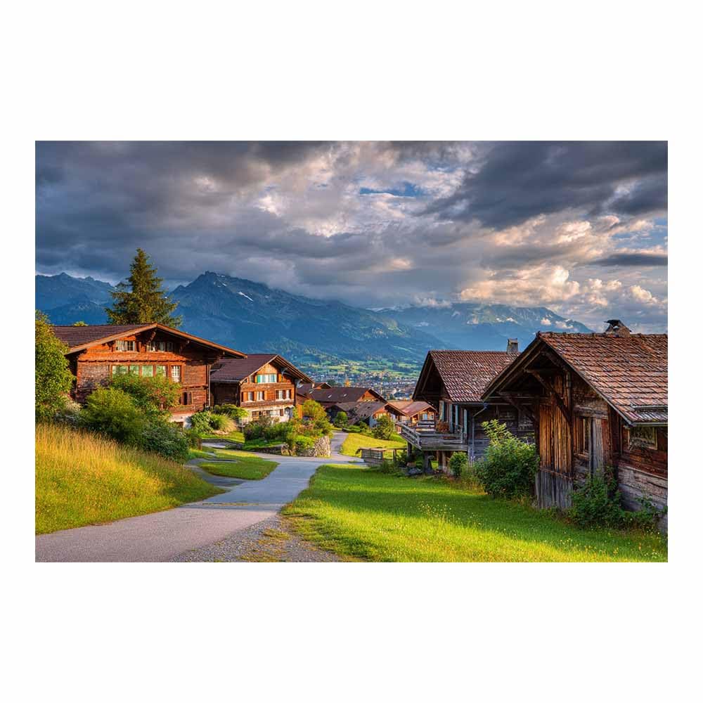 HUYEEI Landscape Wall Art Mountain Villages Modern Canvas Print On Artwork, Suitable for living room, bedroom, for Kids Room Decoretc.(brown)-70x100cm Unframed