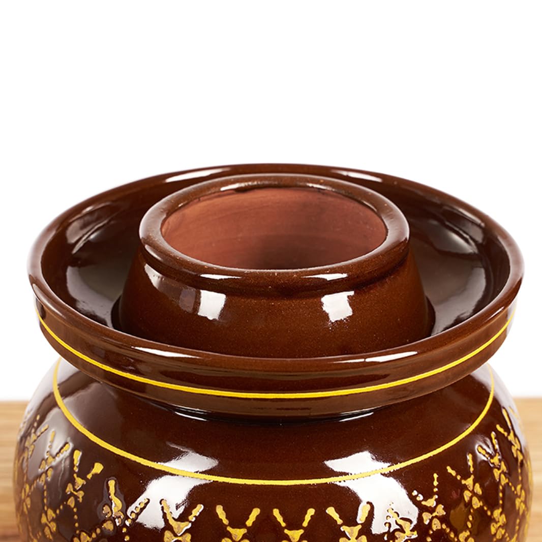Ceramiczny słoik na marynaty z pokrywkami, duży tradycyjny chiński porcelanowy słoik do marynowania, ceramiczny garnek fermentacyjny z uszczelką wodną pokrywką śluzy powietrznej, garnek z kapustą