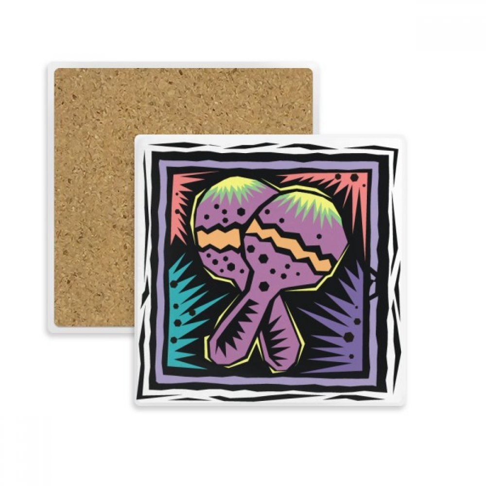 Coaster en pierre absorbante gravure mexicaine violette pour verre et tasse
