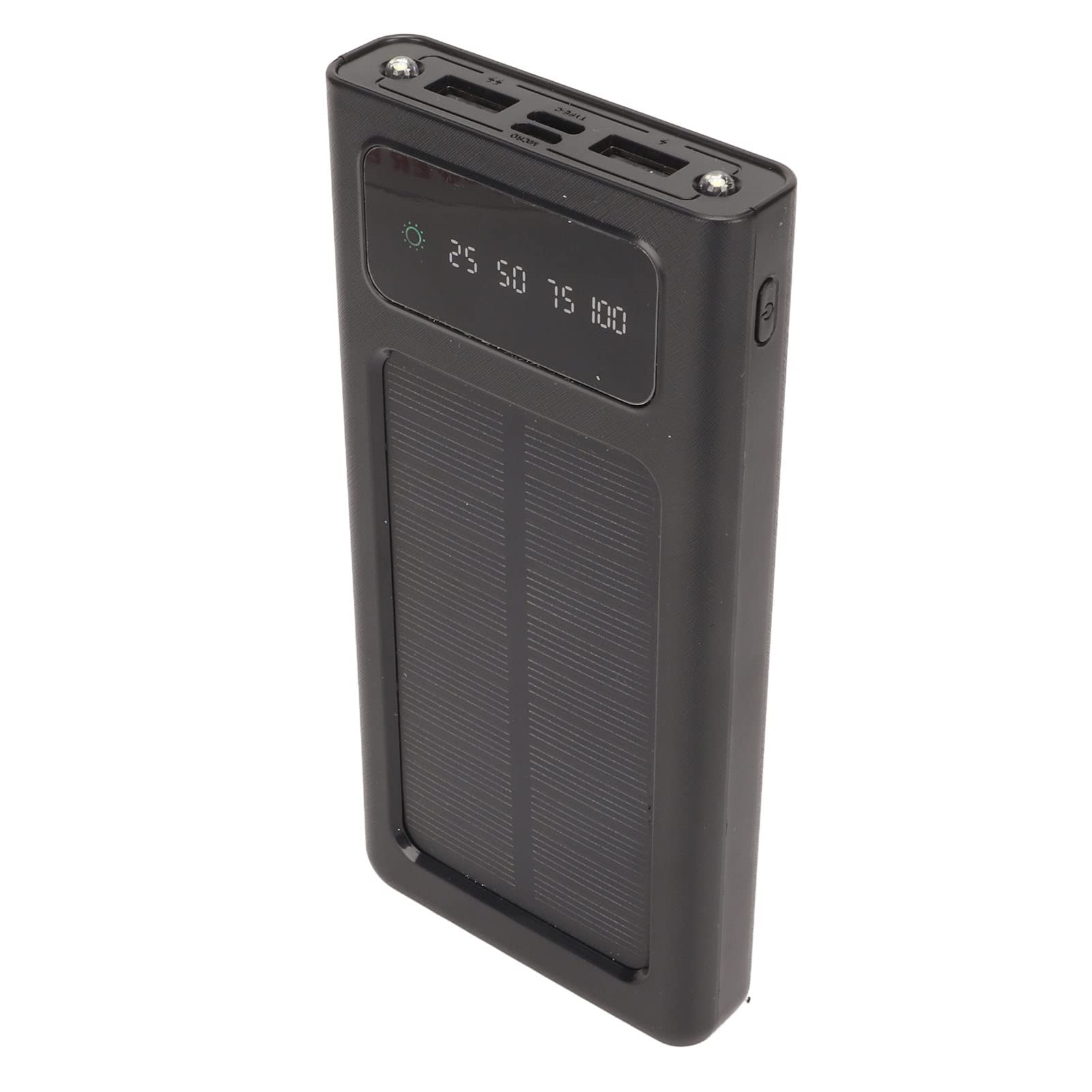 Rosvola Chargeur Portatif de Banque D'énergie Solaire de 20000mAh avec la Lampe-Torche pour des Activités de Plein Air Randonnée Camping (Black)