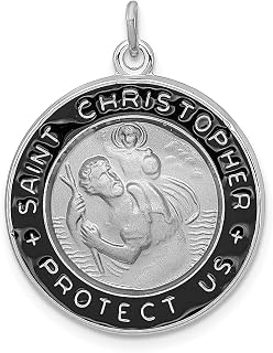 Colar com pingente de medalha de São Cristóvão esmaltado prata esterlina 925 pingente religioso padroeiro St joias finas para mulheres presentes para ela, esmalte