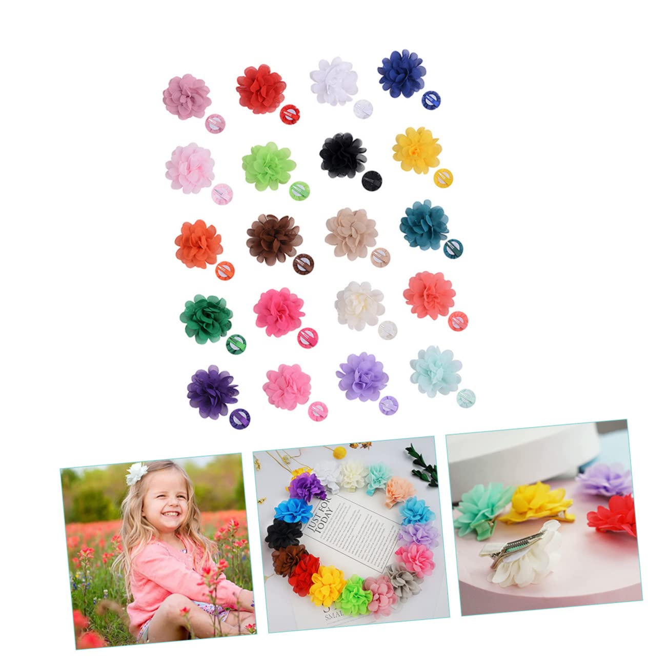 TOYANDONA 100pezzi Fermagli Per Fiore Chiffon Per Bambine Accessori Per Ragazzo Ragazza e Ragazzo Ragazza Perfetti Per Feste e Occasioni Speciali