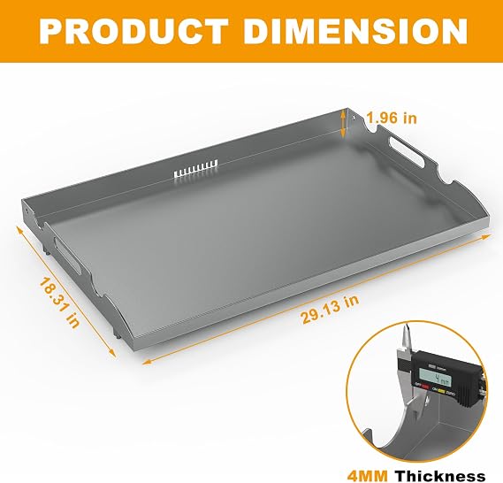Upgrade Flat Top Griddle Insert for Blackstone 28 Inch Tabletop Griddle Powder Coated Steel Grill Cooking Plate Replacement Parts w/Rear Grease System for 1517 1883 1924 1853 1963 1885 1856 1605 1803
