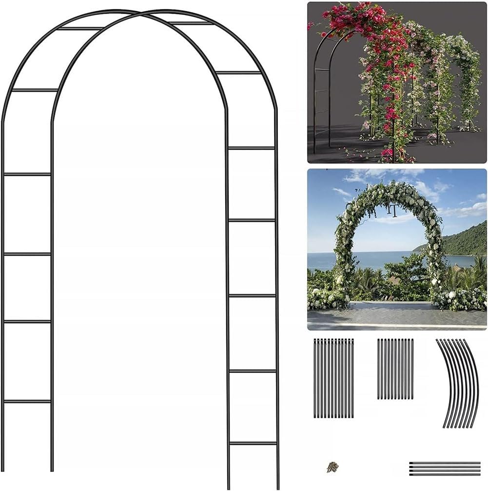 Black Metal Garden Arch, Garden Arbor for Climbing Plants, Wide 1.2M 1.4M 1.8M 2.4M 3M, Roses Archway for Outdoor Wedding Party, Easy to Assemble,Black,W3M*H2.2M