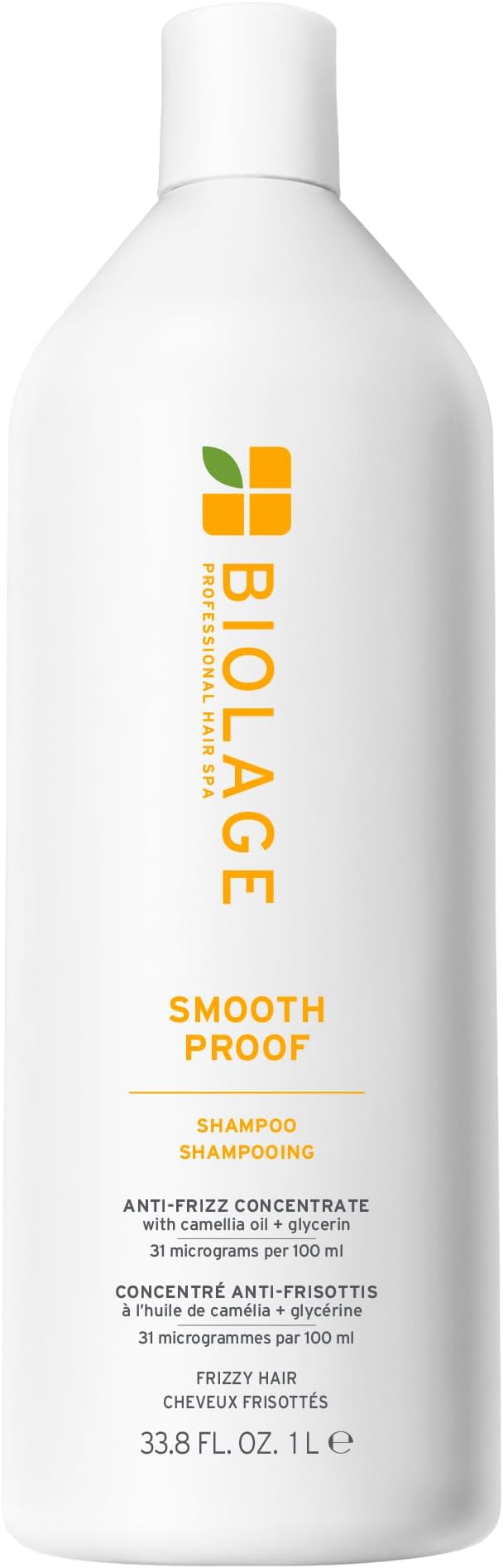 Biolage Smooth Proof Shampoo - Gently Cleanses and Adds Shine, Nourishes, Moisturizes & Tames Frizz, For All Frizzy Hair Types, With Camellia Oil & Glycerin, Vegan & Paraben-Free, 33.8 Fl Oz