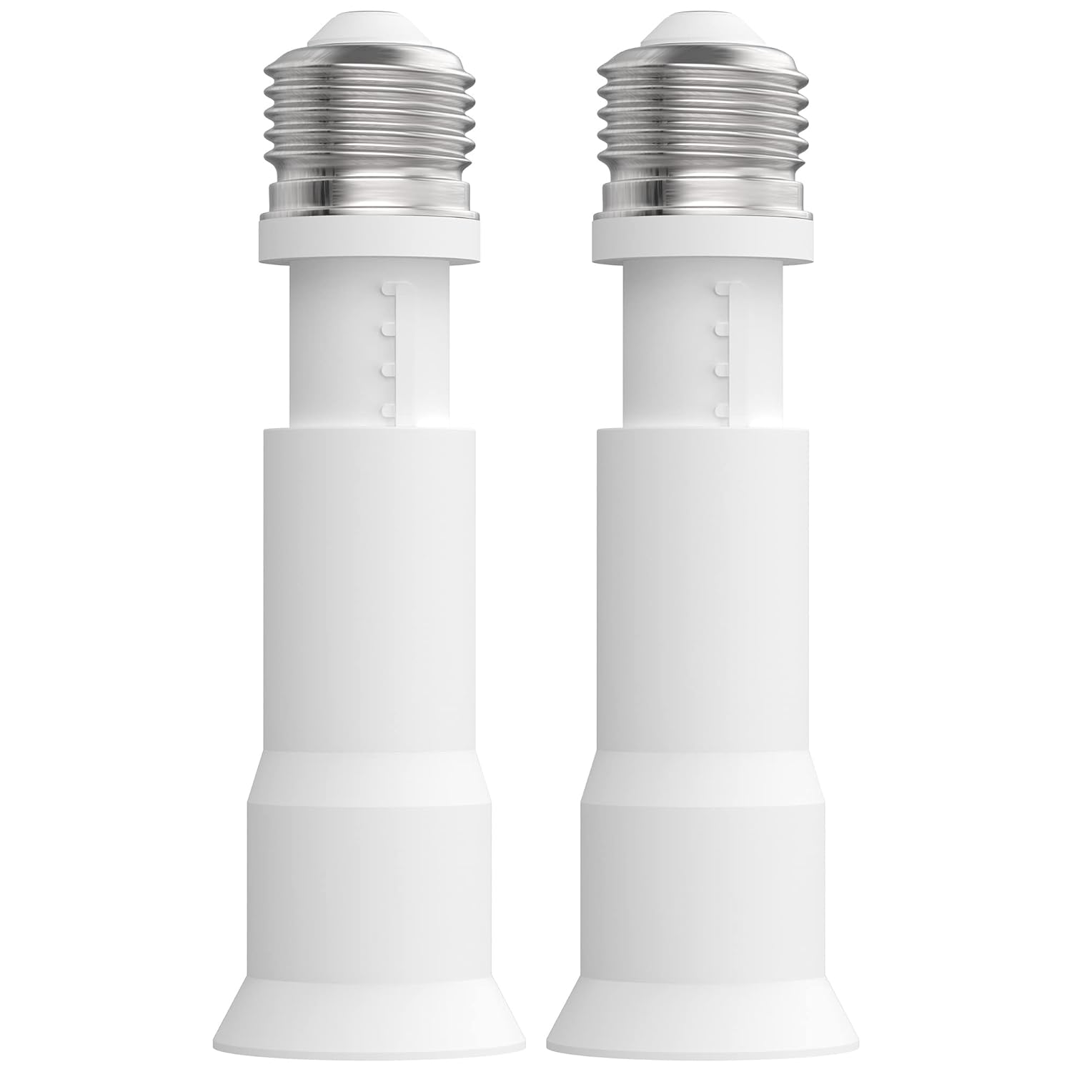 JACKYLED E26 Light Socket Extender 4-Level Extendable, 3.1-4.3in/8-11cm Extension E26/E27 Adapter Socket Converter, Light Bulb Extension, Lamp Bulb Adapter for Living Room, Kitchen, 2-Pack