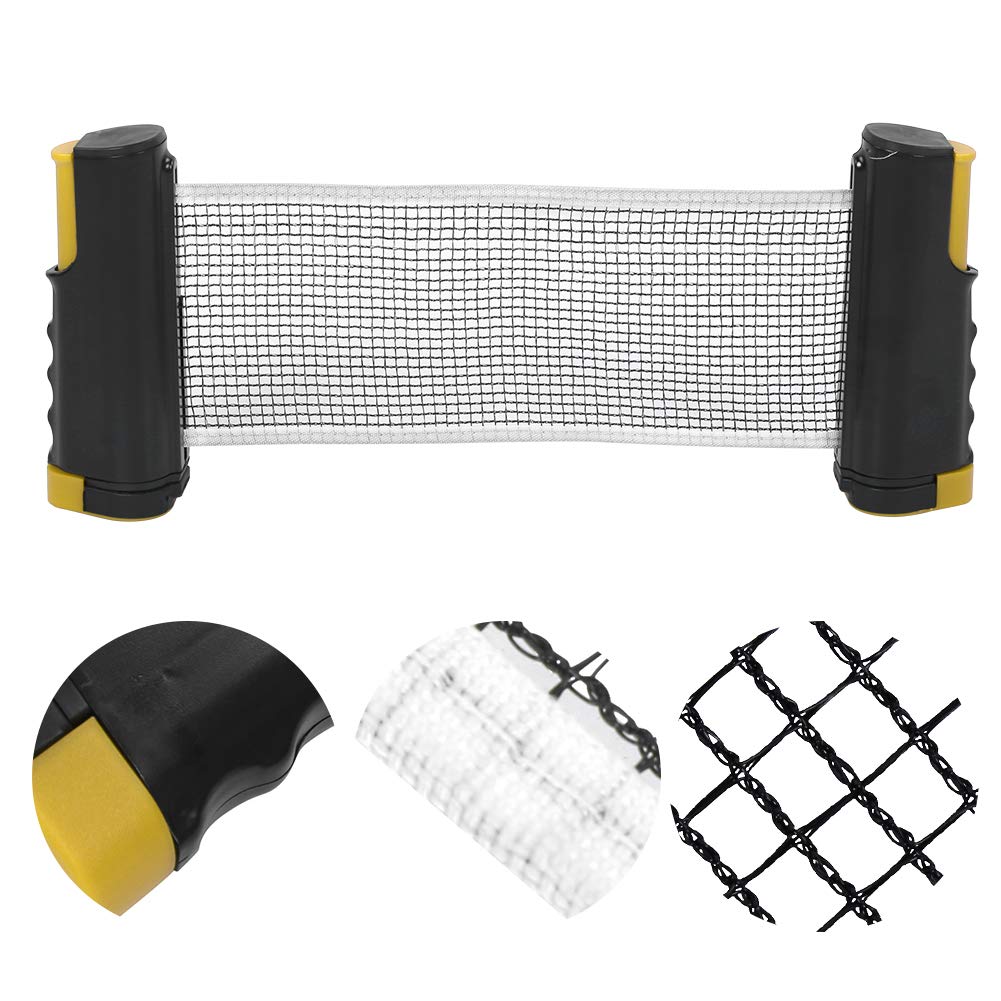 Naroote Net, Table Tennis Net 5.5x7.5inch Portable Plastic Polyester Cotton Telescopic Adjustable Table Tennis Net for Table with a Thickness of Less Than 2inch (Wavy Yellow and