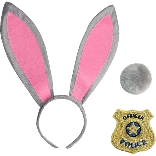 IMISHM Halloween costume for women girl Halloween rabbit costume with rabbit ears tail Shiny Badge for Halloween accessory set