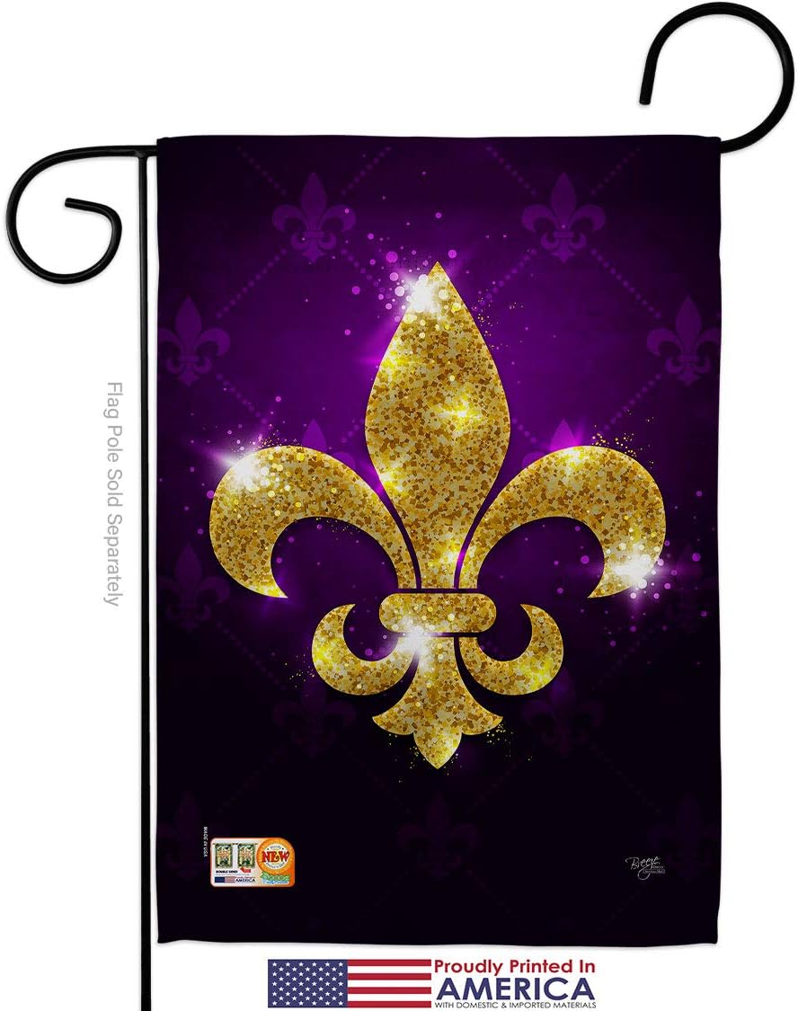 Glowing Fleur de lis Garden Flags Pack Country Living Lys Vintage Flower Lily French Party Mardi USA Applique Small Decorative Gift Yard House Banner Made In 13 X 18.5