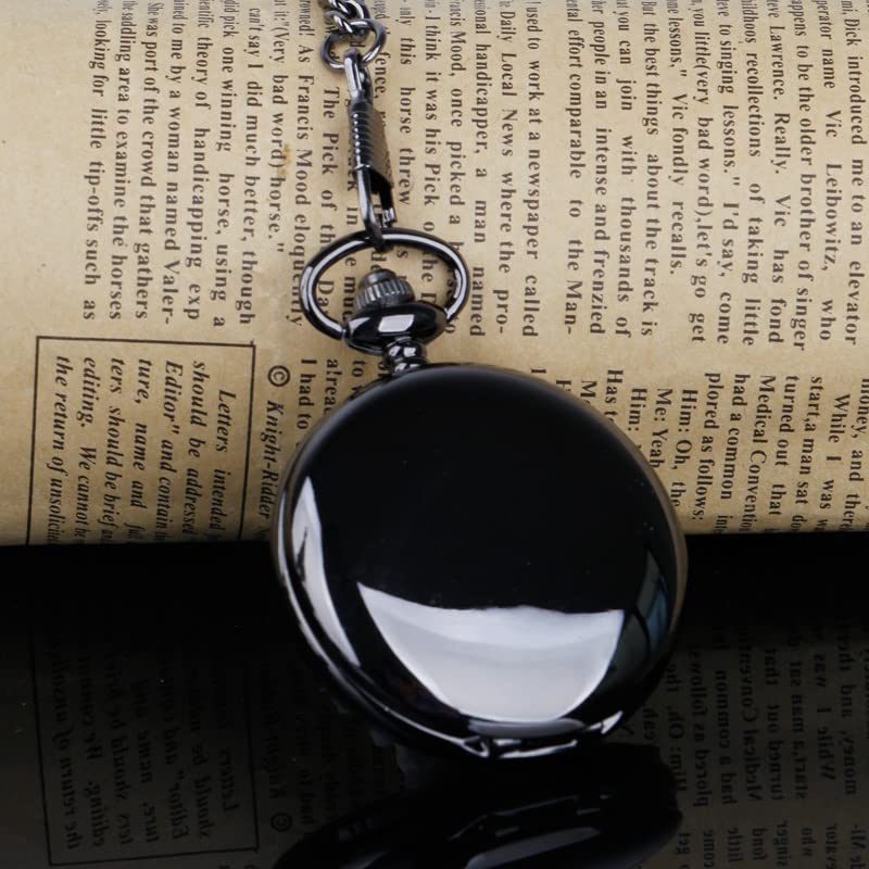 Generic Classical Fob watches Black Quartz Pocket Watch Mens Pendant Chain Smooth Pocket Watches Gift (B0BY59V8R9) Amazon Price History, Amazon Price Tracker