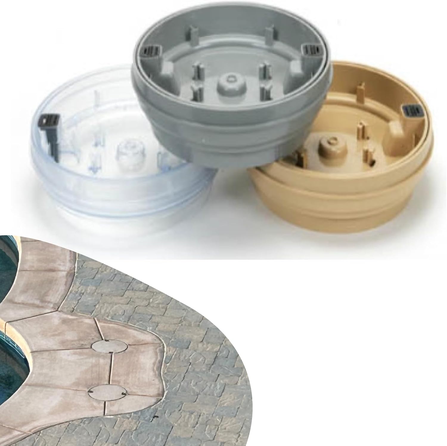 One Stop Outdoor 10" Round Pouralid Swimming Pool Skimmer Cover - Match Your Skimmer Lid Drain Access Cover to Your Concrete Made in USA Premium (TAN)