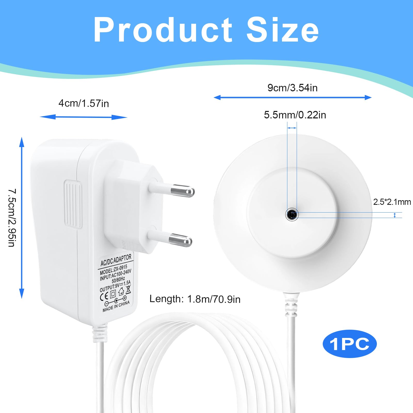 9V Chargeur pour Toniebox, 1.8M Câble d'alimentation pour Tonies Box Lecteur Audio, Station de Charge Remplacer Adaptateur pour Toniebox Haut-Parleurs Stéréo Externes - 3