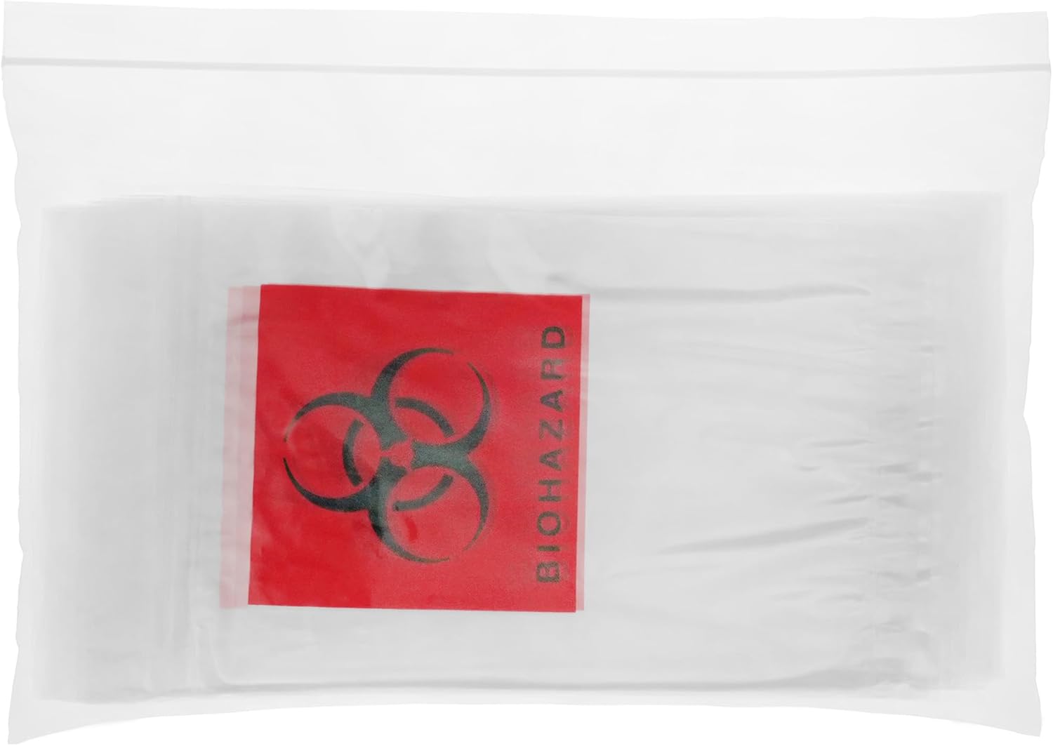 Plymor 6" x 9" (Pack of 500), 2 Mil Biohazard Zipper Bags with Pouch
