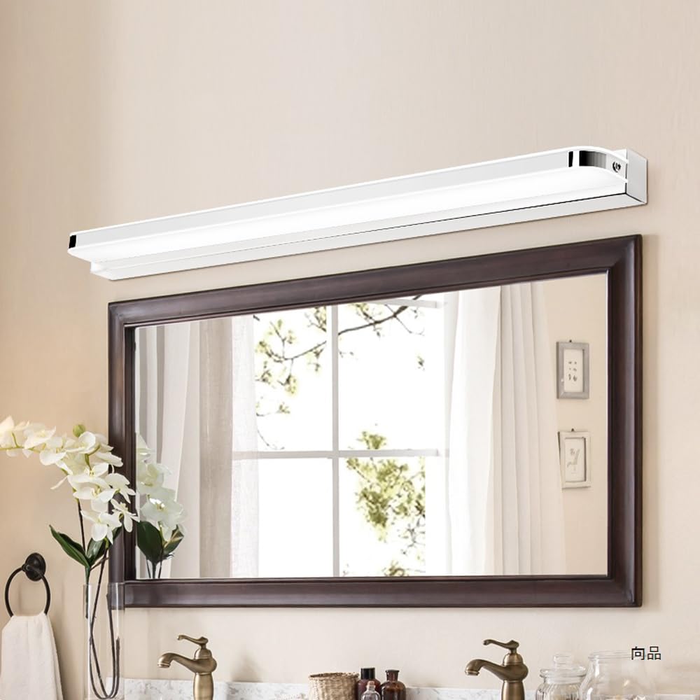 Mengjay Aplique Pared Interior LED,Aplique Espejo Baño Blanco Frío 6000K Luz Espejo Baño,Moderno LED Lampara de Pared para Sala de Estar Dormitorio Cocina Pasillo (Plata, 60cm)