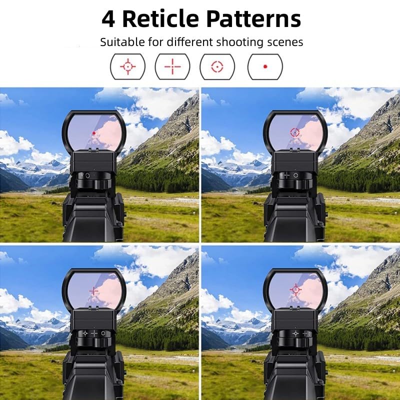 1x28x40mm Red Dot Sight Reflex Sight,Red Dot Optics,4 Adjustable Reticles Sight for 20mm Picatinny Rail