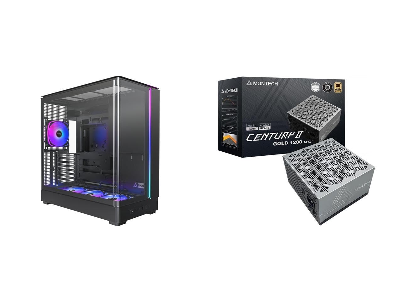 Montech Computer Case PSU Combo - King 45 PRO (B) case with Century II 1200W PSU