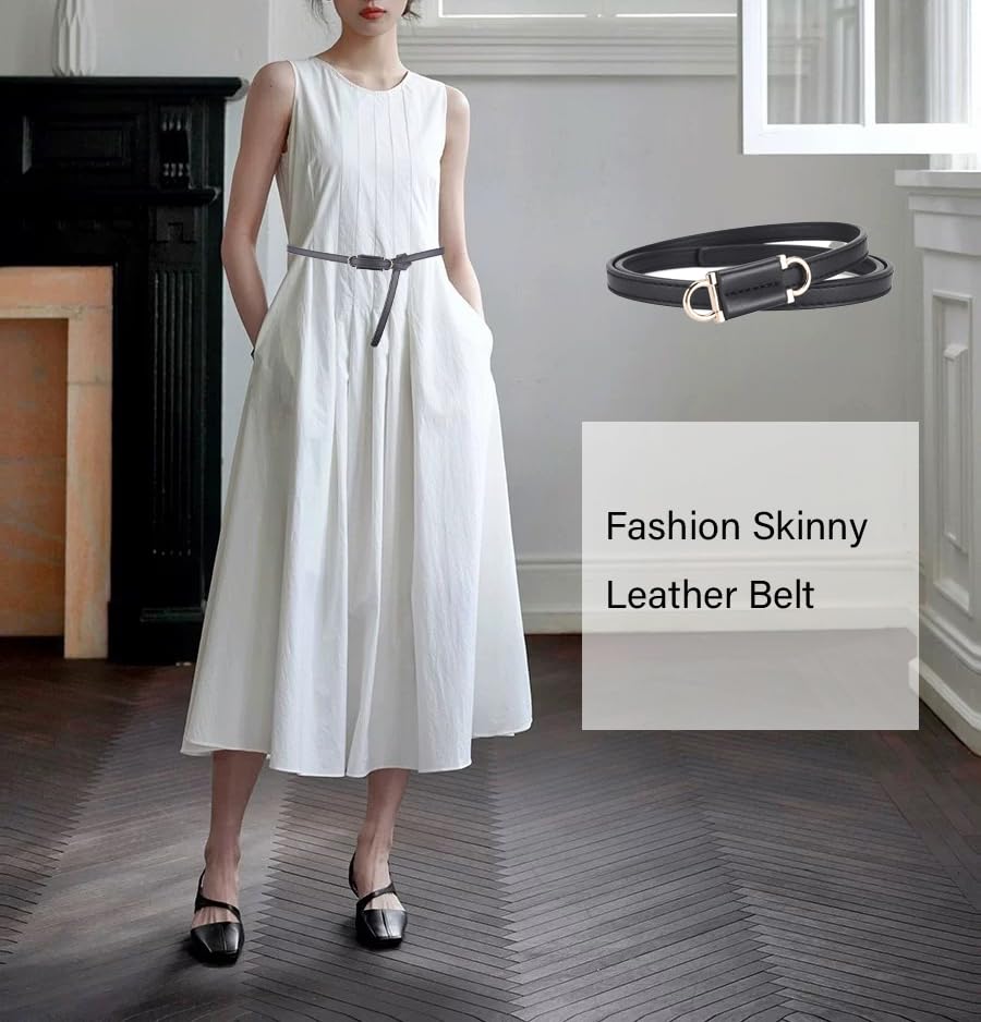 COTIM COYIN Women's Fashion Leather Skinny Belt, Thin Waist Belt for Dresses4