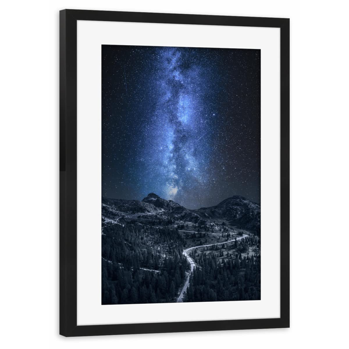 artboxONE Poster mit Rahmen schwarz 60x40 cm Milky Way Over Passo Falazarego von AB1 Edition - gerahmtes Poster