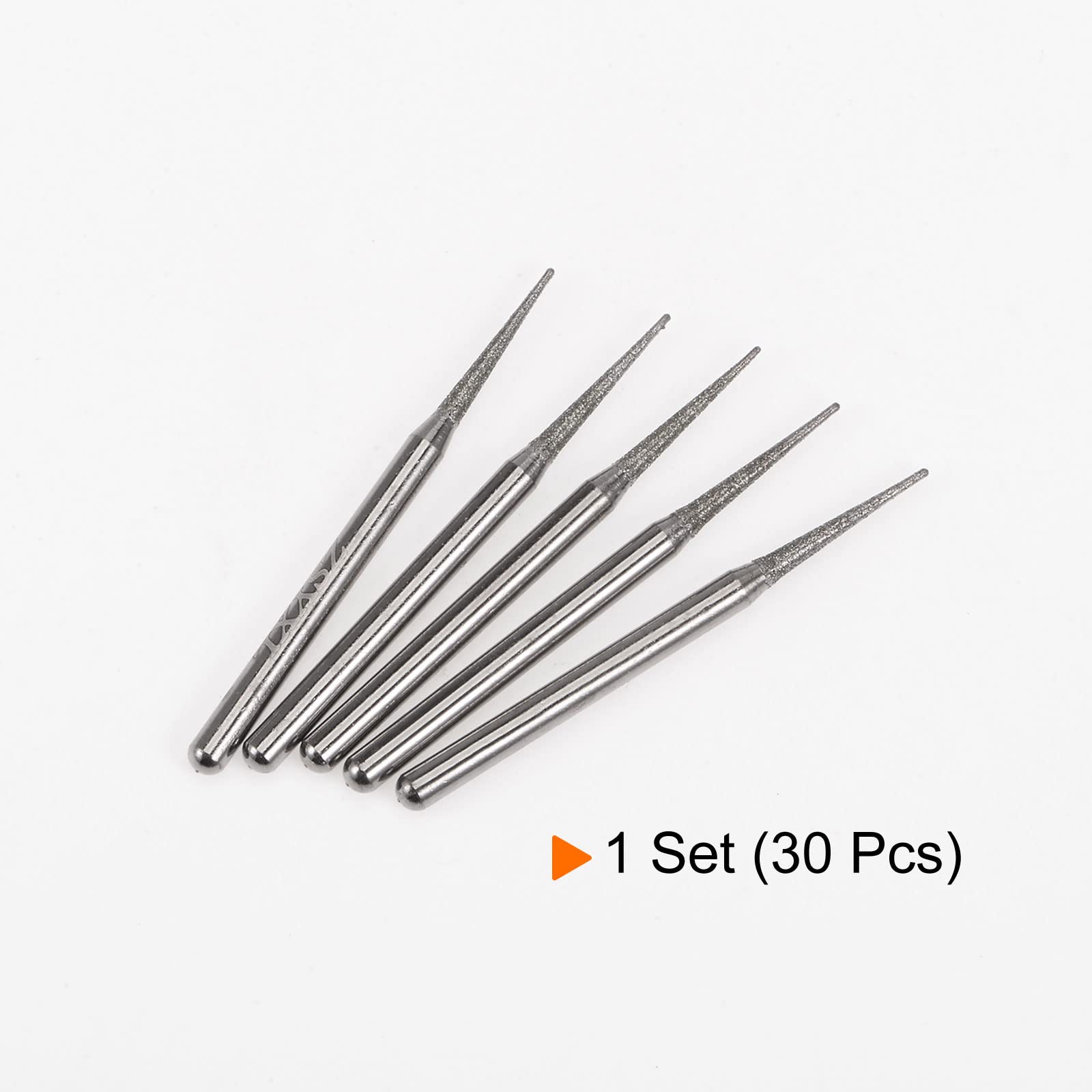 HARFINGTON 30-Pack Diamond Grinding Burrs – 0.6mm Pointed Head, 1/8" Shank For Rotary Tools (Carving, Sharpening, Polishing)