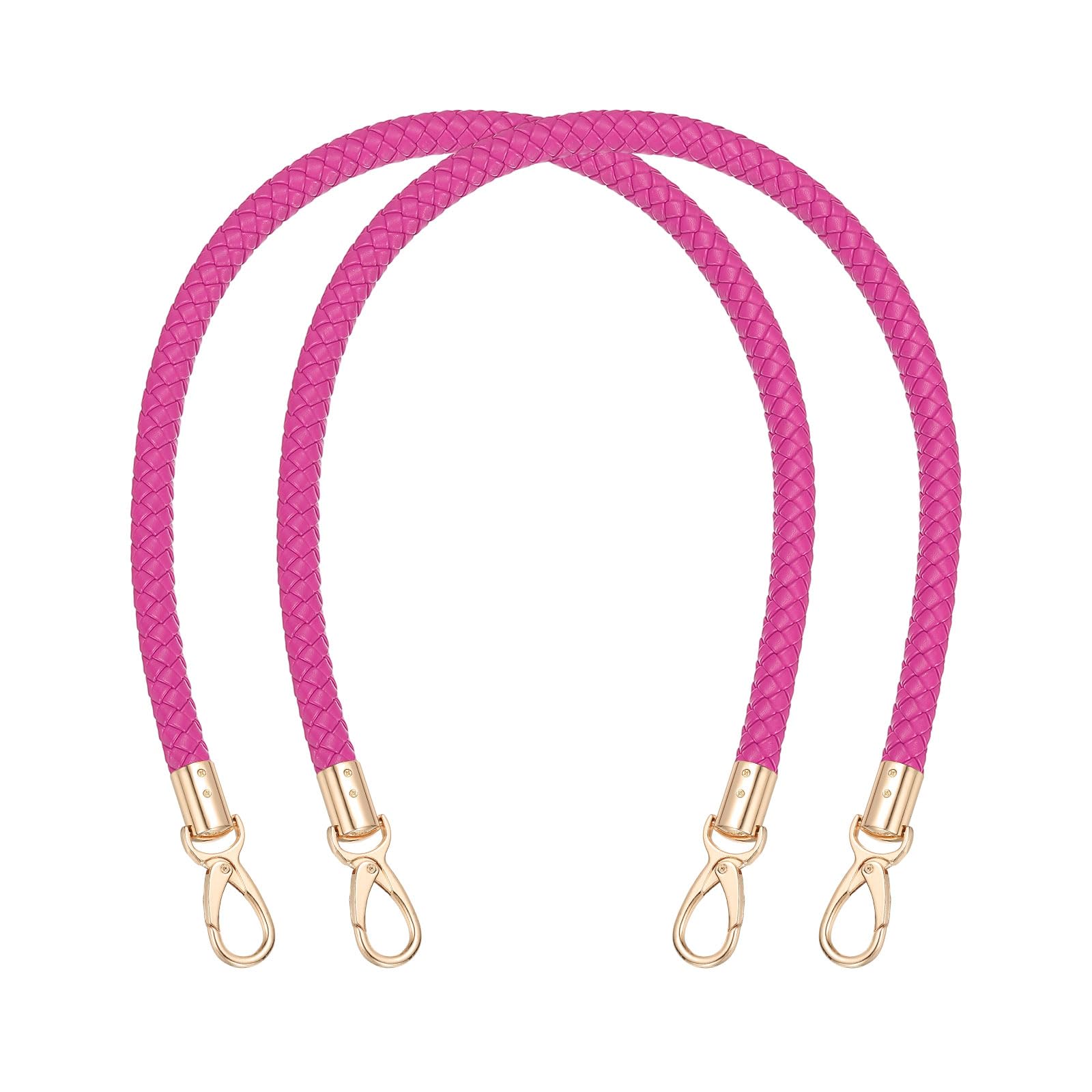 PATIKIL Braided Purse Straps 60cm / 23.6", 2 Pack PU Leather Handbag Handles Replacement with Gold Buckle for DIY Purse Handbag Tote Making Accessories, Rose Red
