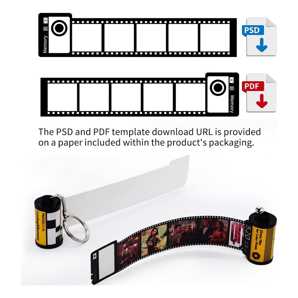 Asuinxurr 8 Pack Sublimation Memory Film Roll Keychain, Double Sided Sublimation Blank Camera Film Roll Canister Keychain Easy Install - Image 4