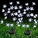 Lampade Solari da Giardino, 2 Pezzi Solari Fiori di Ciliegio Luce Decorative Illuminazione, Due Modalità di Illuminazione a LED per Patio Prato Balcone Feste Decorazione Natalizia (Bianco)