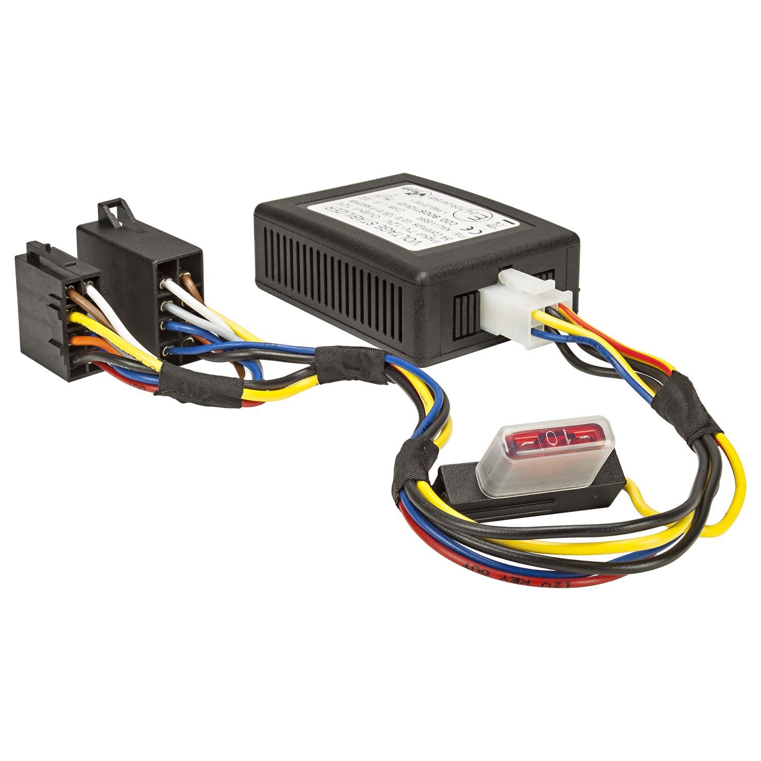 tomzz Audio 7022-000 Start Stop Power Stabilisator 12V ISO Stecker auf Kupplung kompatibel mit Fahrzeugen mit ISO Anschluss max 10A für 6 Sekunden