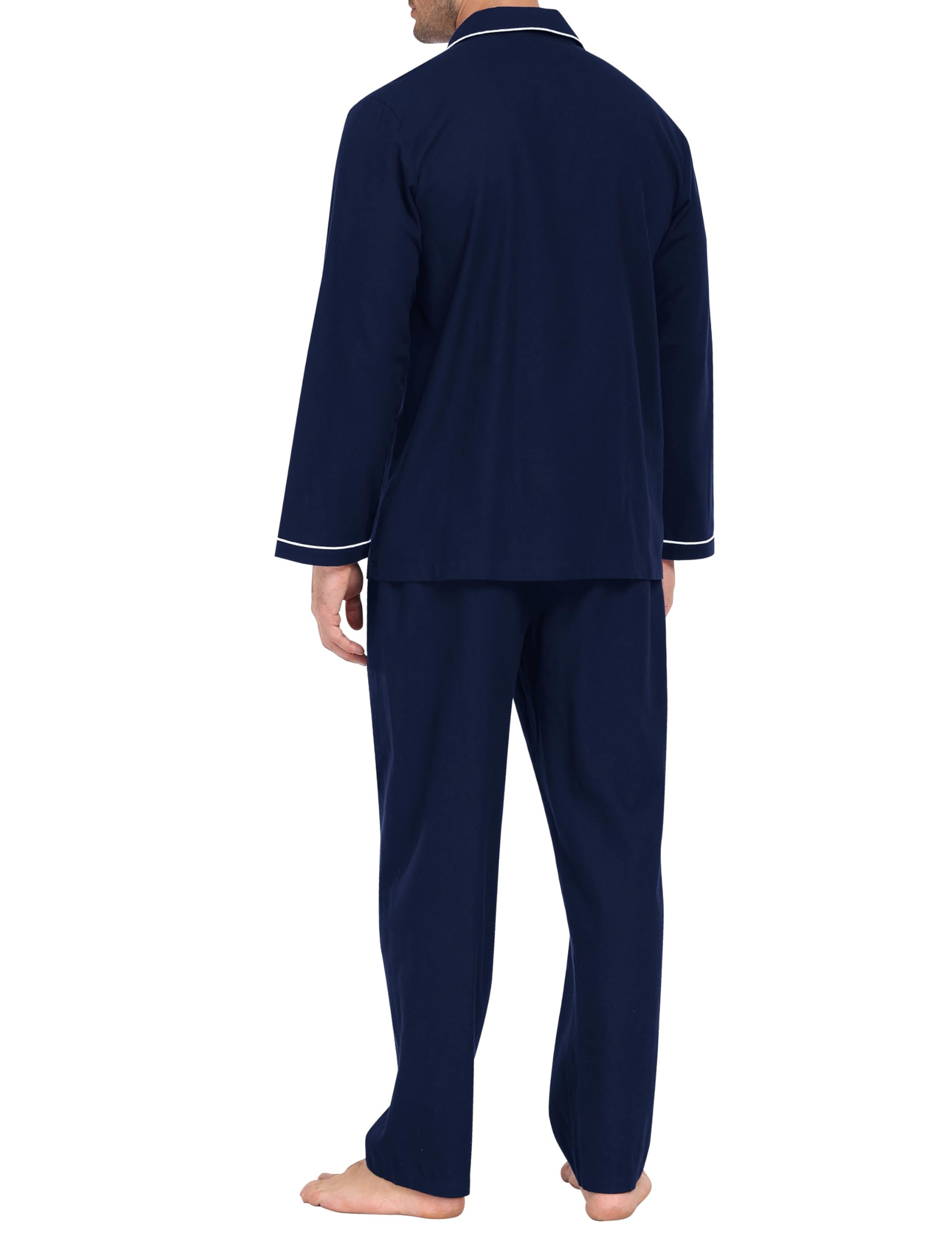MoFiz Pyjama Homme Coton Ensemble de Pyjamas Col V avec Boutons Hiver Long Vêtements de Nuit Manche Longue Hauts et Pantalon de Pyjama