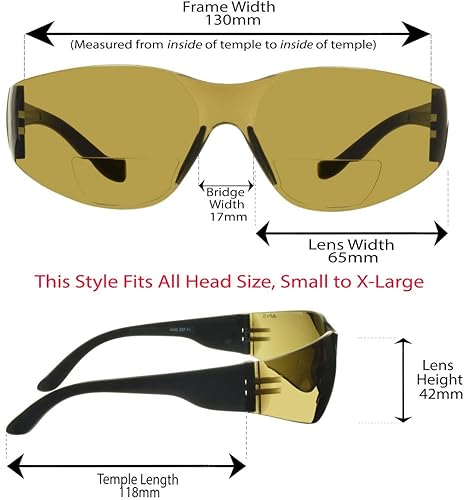 Miniatura 3 de proSPORT Lector de gafas de sol bifocales ANSI Z87, ligero, sin bordes, deportivo, para interiores y exteriores