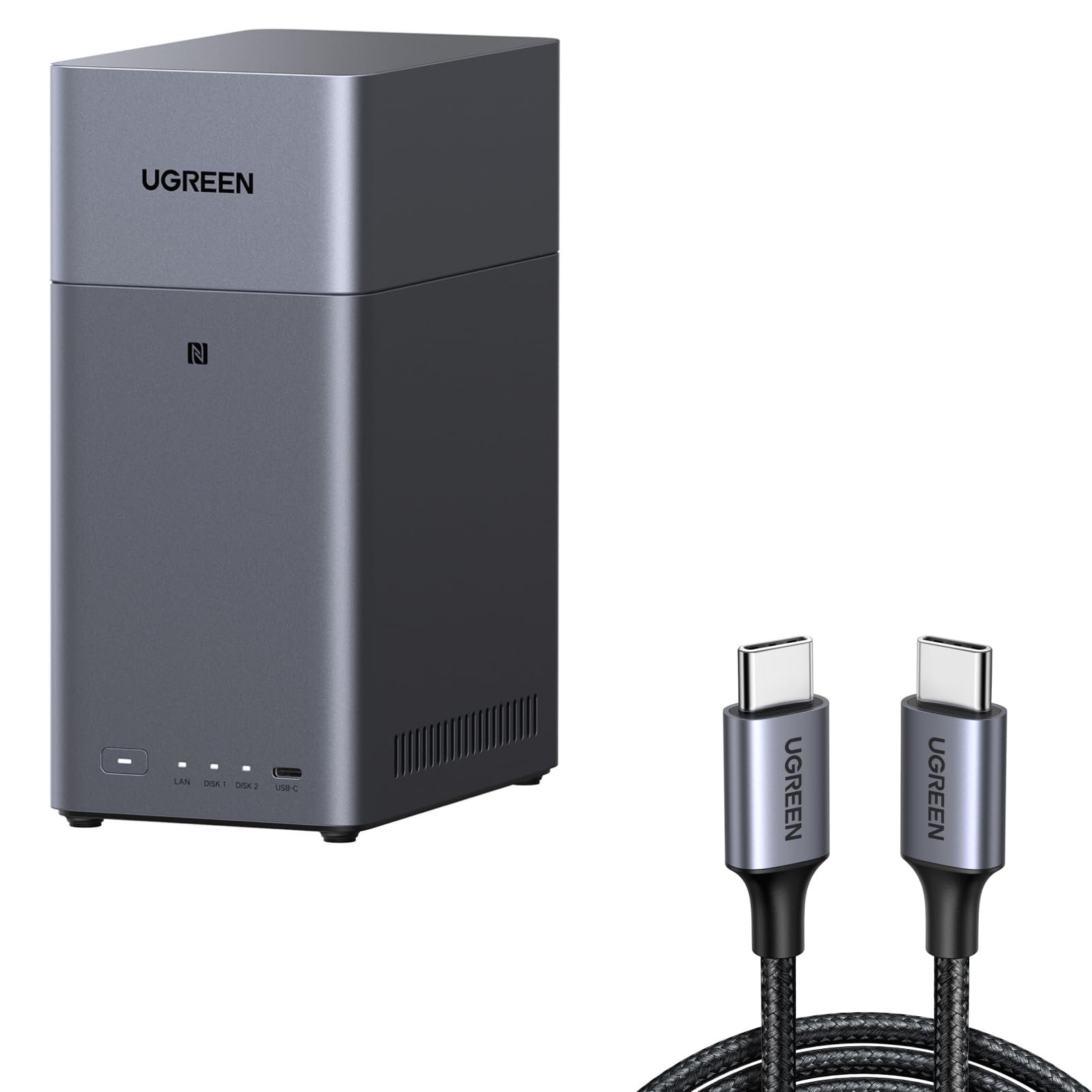 UGREEN NASync DH2300 NAS a 2 alloggiamenti con cavo USB da 60 W