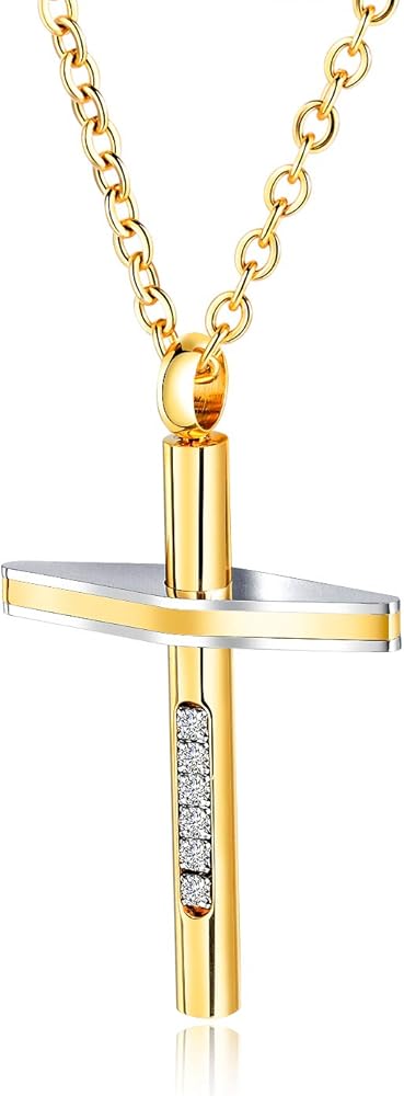 Amazon.co.jp: Rockyu ジュエリー 十字架ネックレス メンズ ゴールド