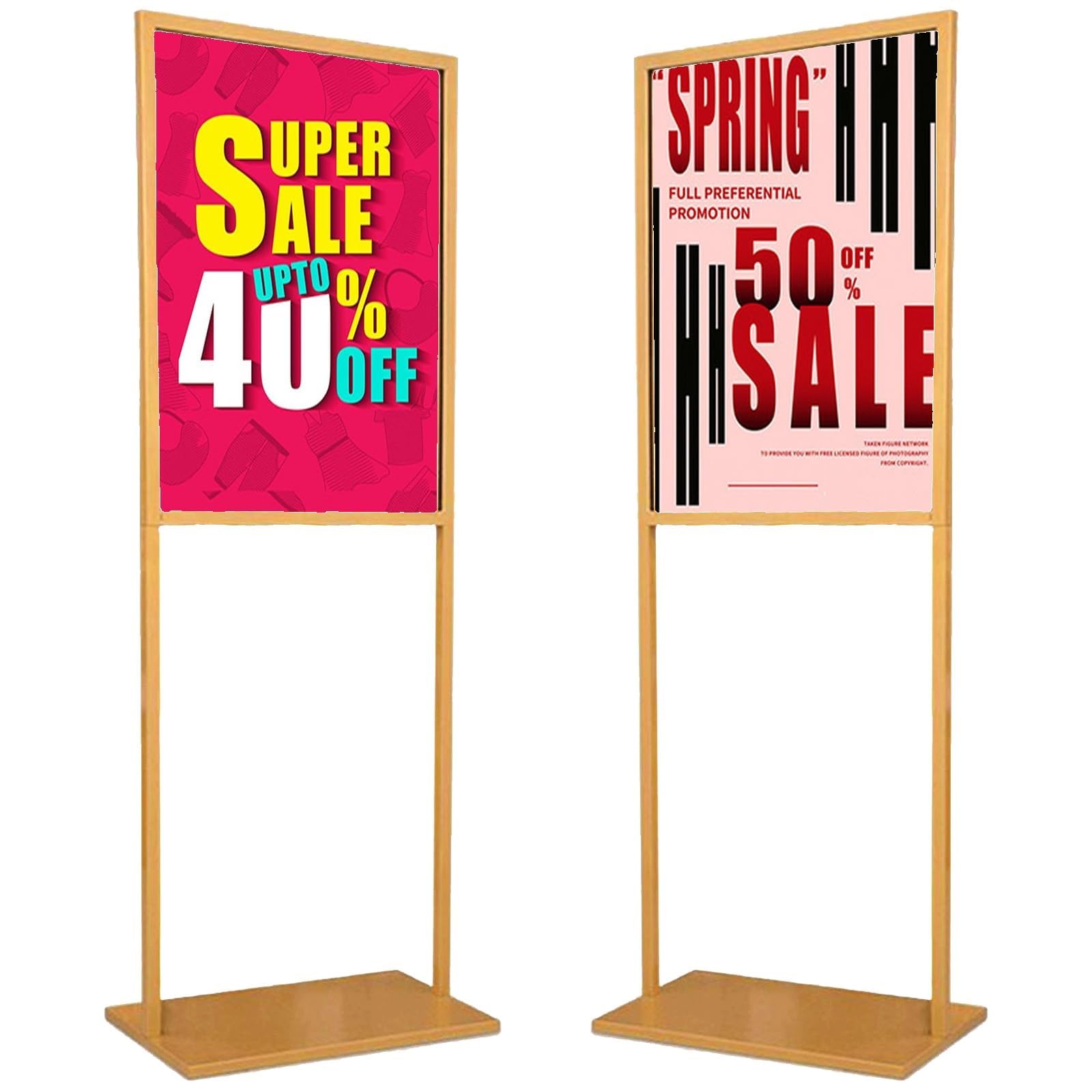 Double Sided Sign Stand Business & Store Sign Holders, Photo Display Board Waterproof Frames Pedestal Sign Holder,information Board(Gold,60 * 80)