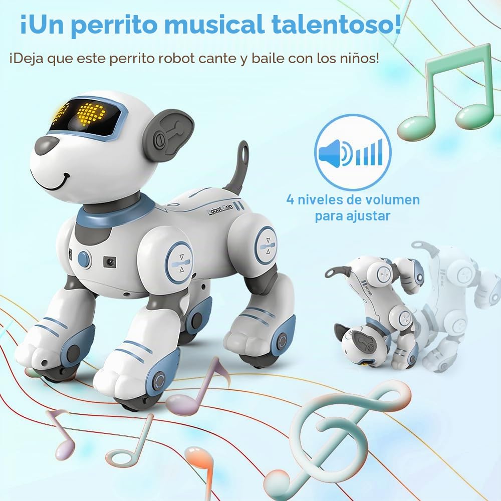 Juguete de perro robot con control remoto para niños, cachorro robótico programable, juguete