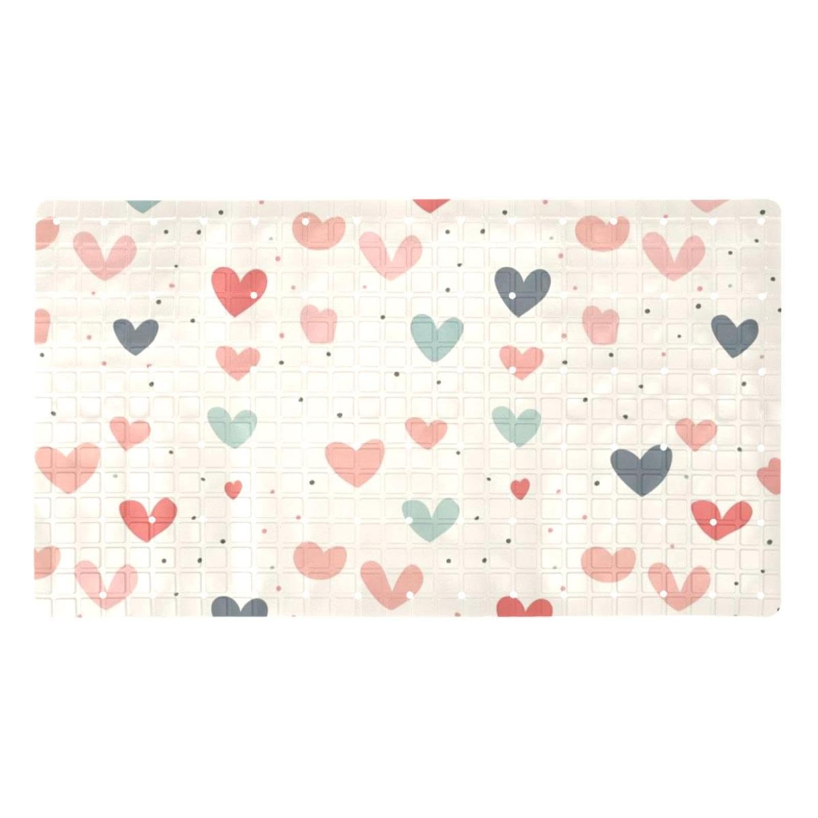 Tapis de bain séchage rapide et antidérapant à motif cœur coloré