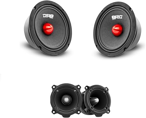 DS18 Paquete de altavoces para automóvil 2 altavoces de rango medio de 6.5 con bala y 2 x 3 tweeters súper bala Paquete completo de audio para el