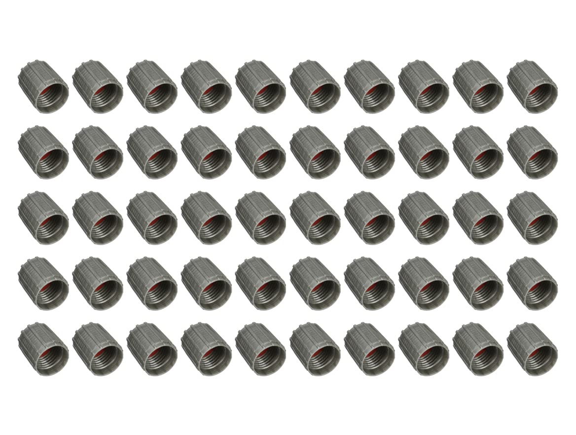 Marcraft – 50 Tappi Per Valvole In Plastica Grigi Con Guarnizione In Gomma – Universali Per Auto, Moto, Bici E Camion - 3