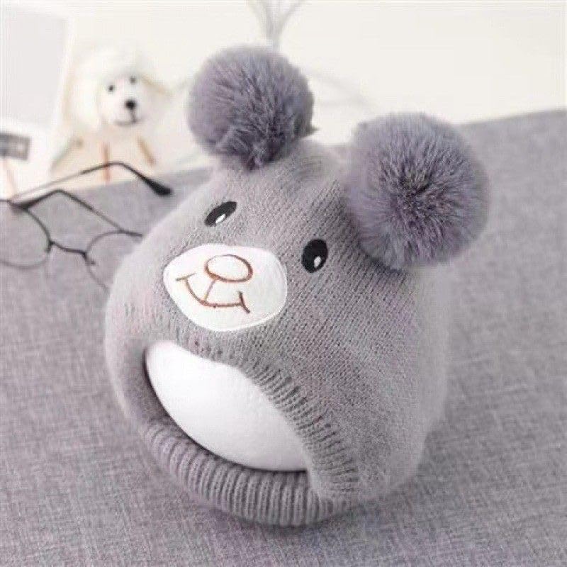 Image of Richmen Baby Boys Girls Winter Knit Cap Hat Soft Fleece Woolen Hat | Monkey Cap with Cute Ear Details Unisex Kids Winter Hat (1 to 8 Years)