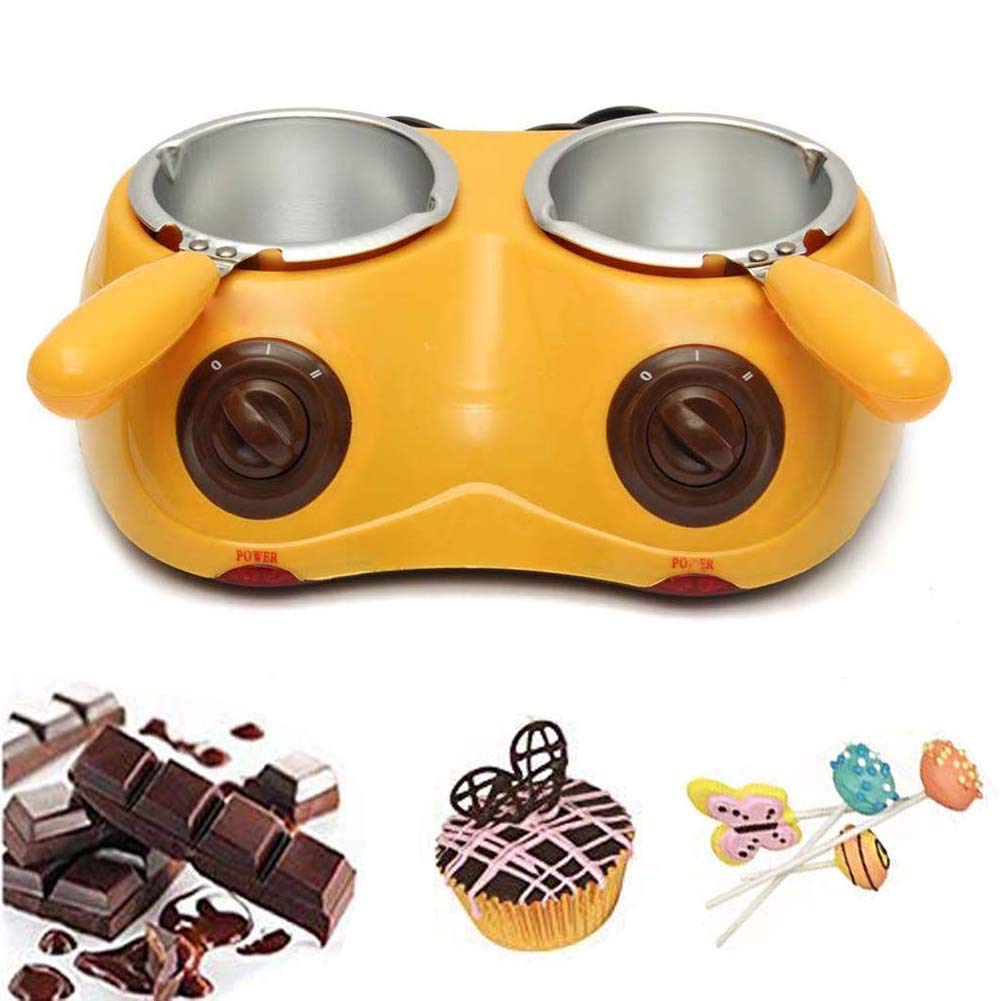 Electric Chocolate Melting Pot, Chocolate Fondue Fountain Machine, Cupcake Chocomaker Candy Melter, Automatic Temperature Control Anti-Scald, 250ml Capacity, Yellow