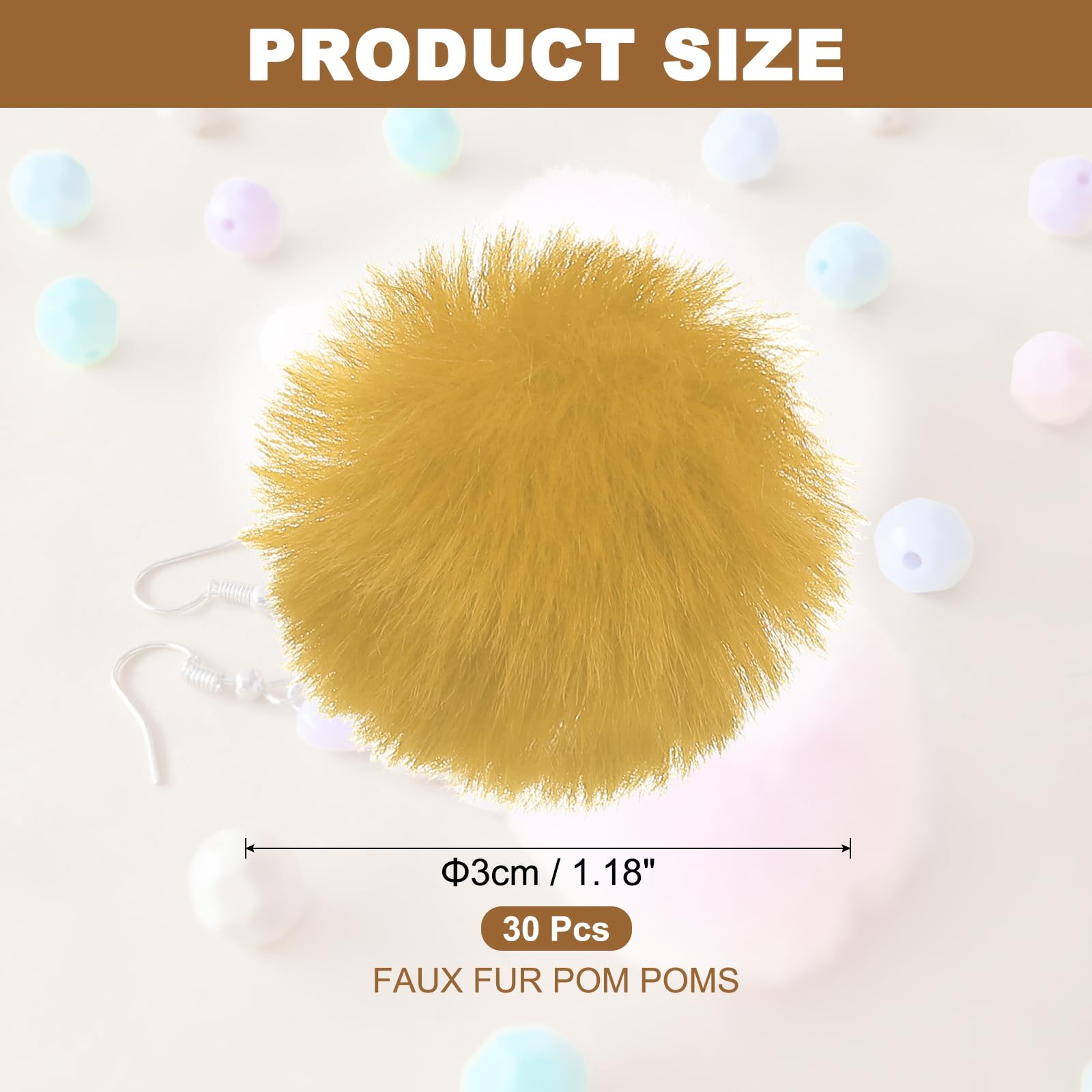 PATIKIL Faux Fur Pom Poms for Hats 30 Pcs Fluffy Soft Fur Poms Balls with Elastic Loop for Keychain Knitting Hats DIY Scarves Gloves Bag Christmas - Image 2